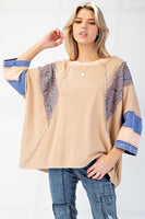 Easel Mix n Match Terry Knit Top in Mocha