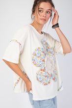 Load image into Gallery viewer, Easel OVERSIZED Flower Patch Mineral Washed Knit Top in Ivory
