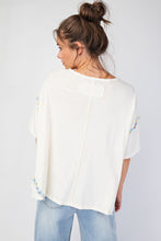 Load image into Gallery viewer, Easel OVERSIZED Flower Patch Mineral Washed Knit Top in Ivory
