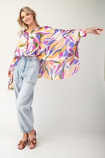 ee:some OVERSIZED Abstract Printed Top in Pink