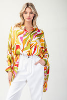 ee:some OVERSIZED Abstract Printed Top in Avocado
