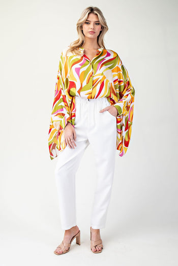 ee:some OVERSIZED Abstract Printed Top in Avocado