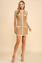 Load image into Gallery viewer, TCEC FITTED Textured Button Down Mini Dress in Mocha

