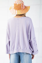 Load image into Gallery viewer, Easel Terry Knit OVERSIZED Flower Patch Top in Dusty Lavender
