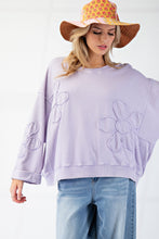 Load image into Gallery viewer, Easel Terry Knit OVERSIZED Flower Patch Top in Dusty Lavender
