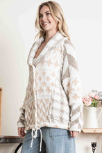 Load image into Gallery viewer, BlueVelvet Mixed Print Knit Sweater Cardigan in White-Taupe
