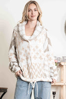 BlueVelvet Mixed Print Knit Sweater Cardigan in White-Taupe