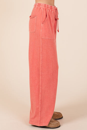 Mittoshop French Terry Mineral Washed Pants in Fusion Coral