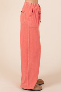 Mittoshop French Terry Mineral Washed Pants in Fusion Coral