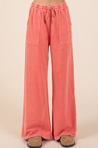 Mittoshop French Terry Mineral Washed Pants in Fusion Coral