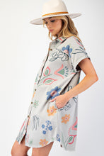 Load image into Gallery viewer, Easel Mineral Washed Printed Twill Dress in Grey
