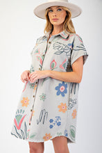 Load image into Gallery viewer, Easel Mineral Washed Printed Twill Dress in Grey
