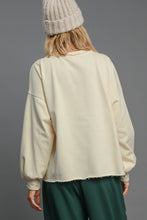 Load image into Gallery viewer, Umgee &quot;HOLLY JOLLY&quot; Letter Patched French Terry Top in Cream
