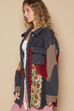 Load image into Gallery viewer, POL OVERSIZED Quilted and Mixed Print Jacket in Charcoal/Red Multi
