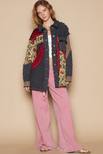 Load image into Gallery viewer, POL OVERSIZED Quilted and Mixed Print Jacket in Charcoal/Red Multi
