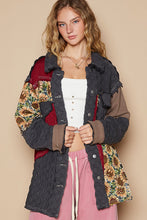 Load image into Gallery viewer, POL OVERSIZED Quilted and Mixed Print Jacket in Charcoal/Red Multi
