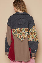 Load image into Gallery viewer, POL OVERSIZED Quilted and Mixed Print Jacket in Charcoal/Red Multi
