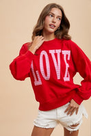 AnnieWear French Terry LOVE Patched Sweatshirt in Red