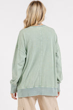 Load image into Gallery viewer, Mittoshop Mineral Washed Top with Front Flower Patch in Sage
