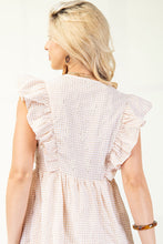 Load image into Gallery viewer, GiGio Gingham Print Midi Dress with Floral Embroidery in Butter
