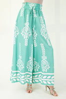 GiGio Printed Wide Leg Pants in Emerald