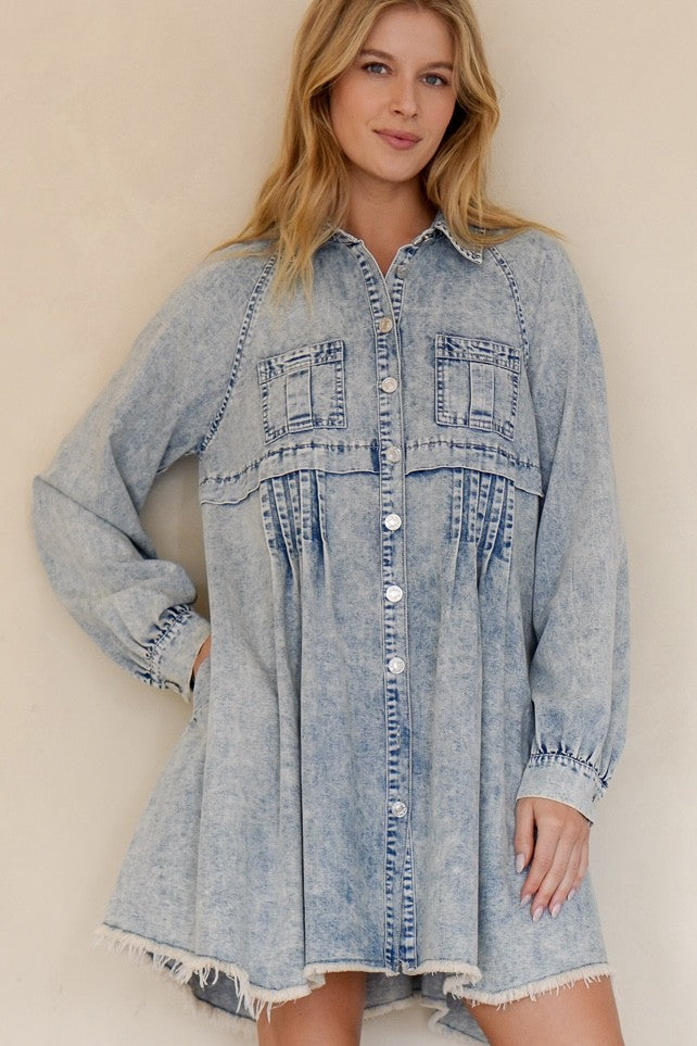 DIANTE Damage denim mini dress グレー TRENDiLiTY Mineral Washed Mini Dress in Denim – June Adel
