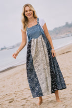 Load image into Gallery viewer, Oddi Denim and Mixed Patchwork Print Overall Maxi Dress in Light Denim
