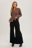 Bluivy Solid Color Tiered Palazzo Pants in Black