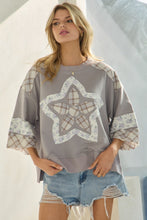 Load image into Gallery viewer, Oddi OVERSIZED French Terry Top with Motif Patch Front in Light Grey Combo
