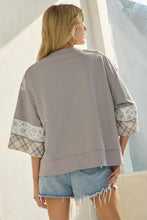 Load image into Gallery viewer, Oddi OVERSIZED French Terry Top with Motif Patch Front in Light Grey Combo
