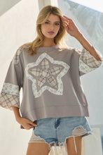 Load image into Gallery viewer, Oddi OVERSIZED French Terry Top with Motif Patch Front in Light Grey Combo
