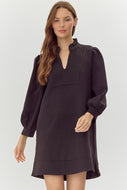 Jodifl Solid Color Textured Mini Dress in Black