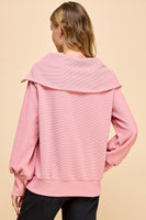 TCEC Textured Oversized Collared Pullover in Mauve