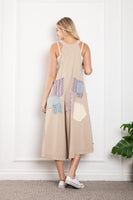 BlueVelvet Patched Cropped Wide Leg Jumpsuit in Light Taupe ON ORDER