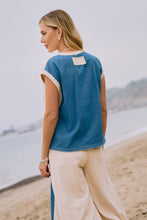 Load image into Gallery viewer, Oddi Mixed French Terry and Denim Muscle Tank Top in Ivory
