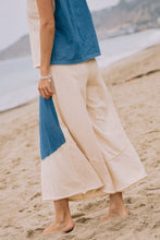 Load image into Gallery viewer, Oddi Mixed French Terry and Denim Wide Leg Pants in Ivory
