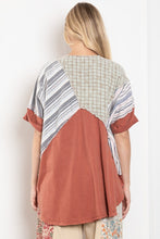 Load image into Gallery viewer, BlueVelvet Patchwork Half Button Down Tunic Top in Rust Combo
