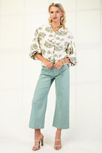 Load image into Gallery viewer, GiGio Printed Button Down Front Top in Sage
