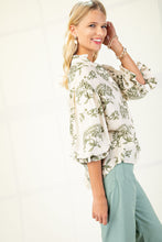 Load image into Gallery viewer, GiGio Printed Button Down Front Top in Sage
