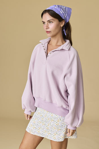 Papermoon PIPER Solid Color Snap Collar Sweater in Lilac