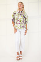 GiGio Leopard Print Button Down Top in Sage