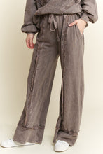 Load image into Gallery viewer, J.Her Mineral Washed Outseam Pants with Plaid Details in Charcoal
