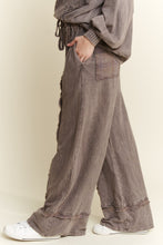 Load image into Gallery viewer, J.Her Mineral Washed Outseam Pants with Plaid Details in Charcoal
