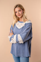 Load image into Gallery viewer, White Birch Solid Color and Crochet Top in Washed Slate
