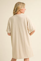 Jodifl Solid Color Dress with American Flag Bow on Front in Ecru