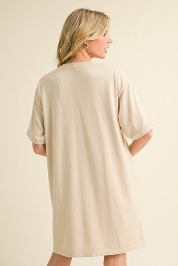 Jodifl Solid Color Dress with American Flag Bow on Front in Ecru