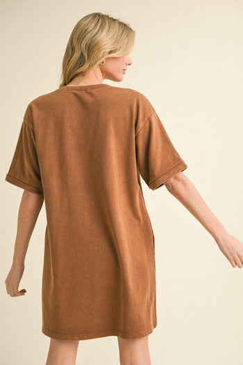 Jodifl Solid Color Dress with American Flag Bow on Front in Toffee