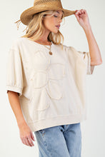 Load image into Gallery viewer, Easel OVERSIZED Solid Color Daisy Patch Top in Natural
