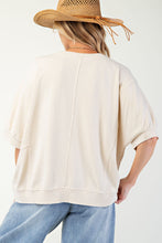 Load image into Gallery viewer, Easel OVERSIZED Solid Color Daisy Patch Top in Natural
