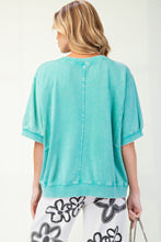 Load image into Gallery viewer, Easel OVERSIZED Solid Color Daisy Patch Top in Atlantis Green
